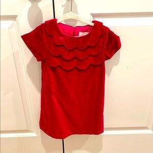 Vibrant Red Short Sleeve Tee with Scalloped Detail